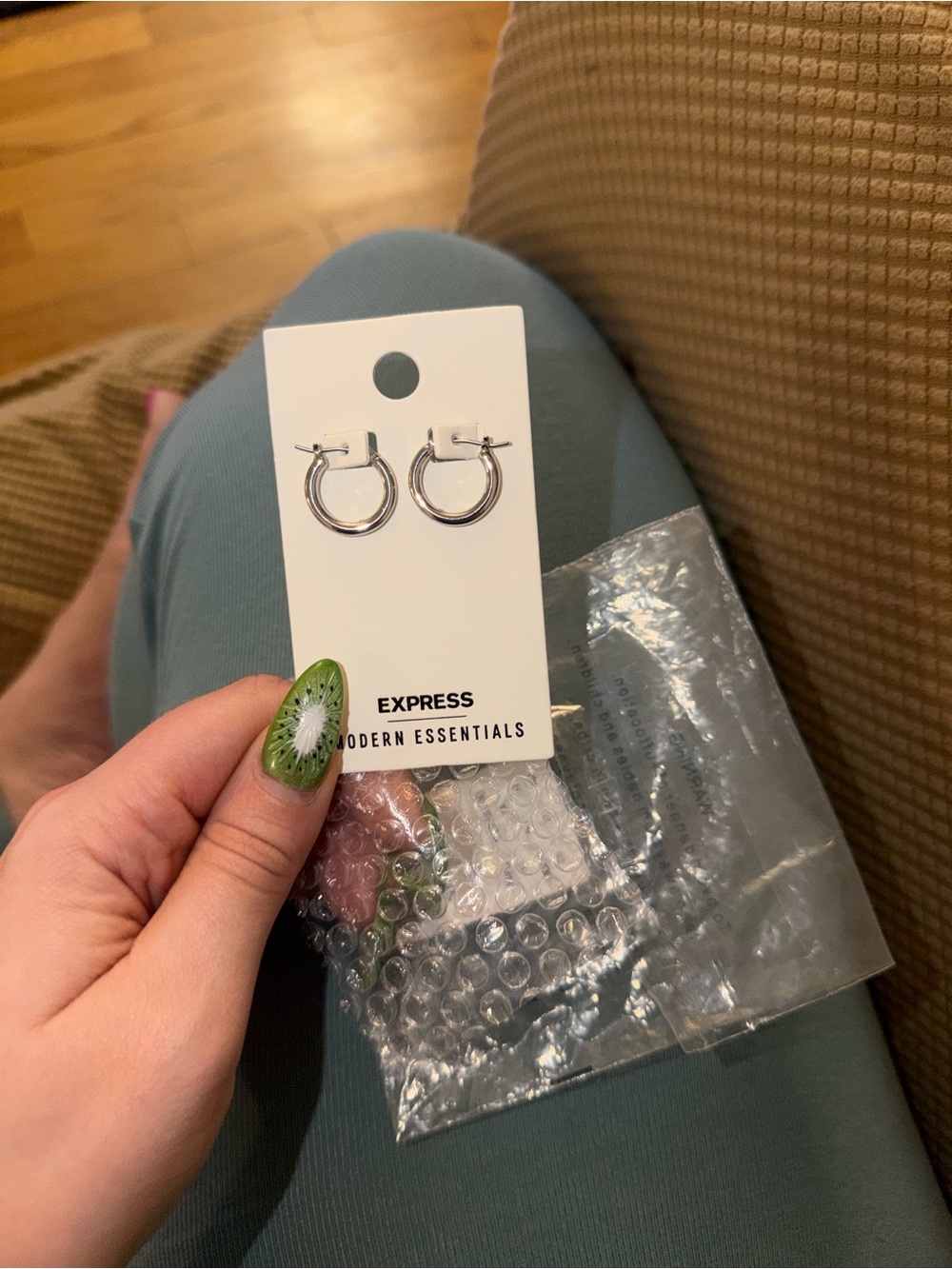 New in package Express silver hoops